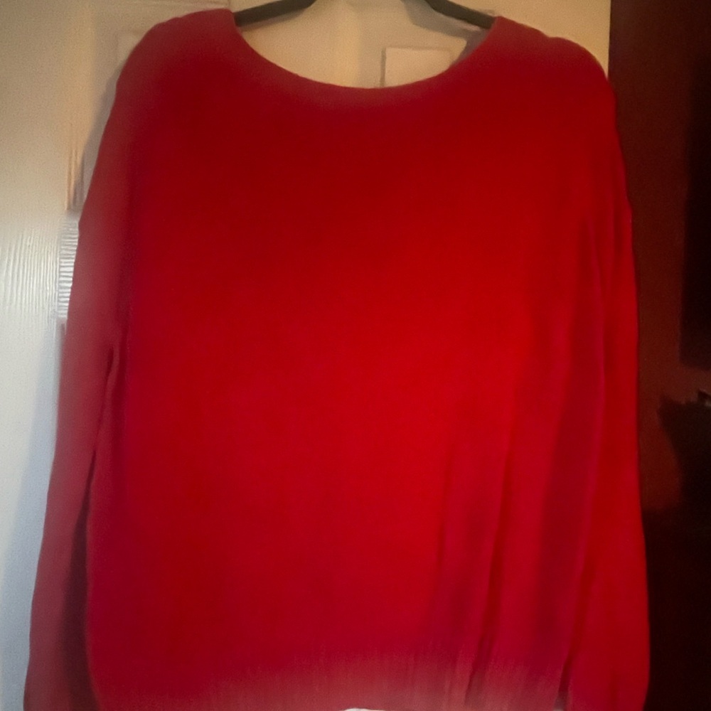 LOFT Vibrant Red Crew Neck Sweater